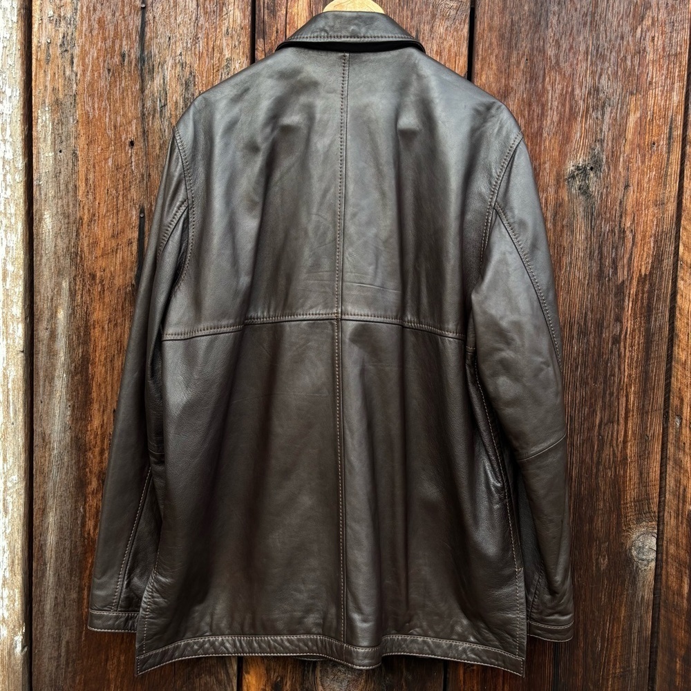 Robert Comstock Men's Dark Brown Soft Leather Shirt Jacket with lining. Size L - Picture 2 of 16